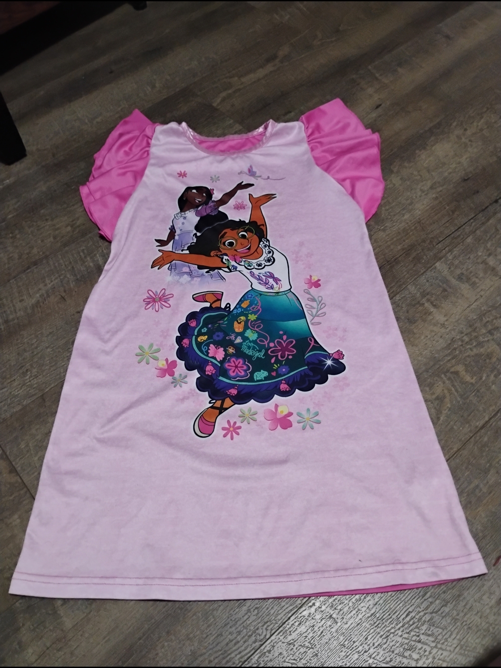 Girls Pink Flutter Sleeve Character Nightdress Size 10x